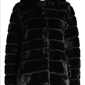 Apparis black faux fur hooded jacket